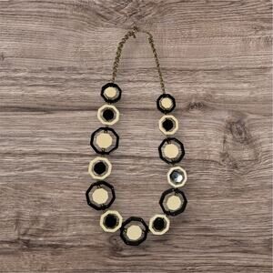 Vintage Kate Spade Florence Broadhurst Octagon Black Cream Statement Necklace